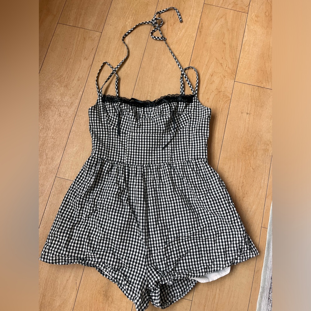 PP Black Gingham Romper